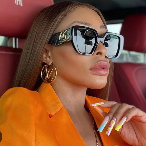 Gucci Geometric Sunglasses GG0956S 001 Black/Green 54mm - Picture 1 of 12